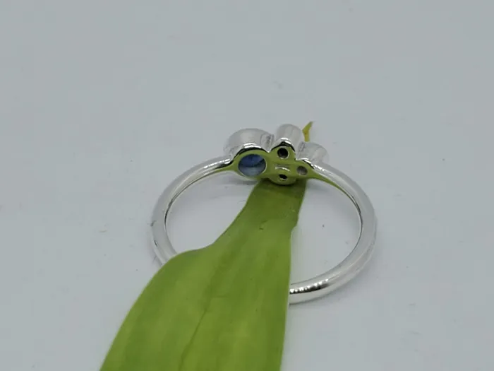JCM DESIGN JEWELRY 14k white gold ring it has 3 Diamonds and 1 Natural Sapphire for daily use and comfortable Rings