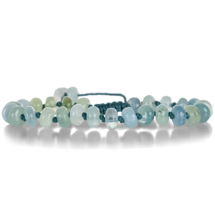 Joseph Brooks Bracelets 8mm Smooth Aquamarine Beaded Macrame Bracelet