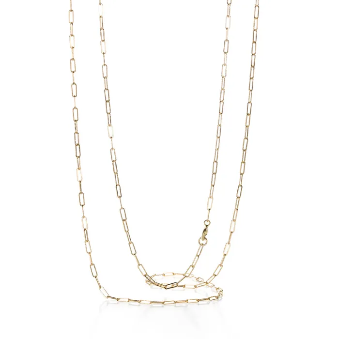Julez Bryant PreStyled Sets Yellow Gold Thin Rectangular Link Chain 30