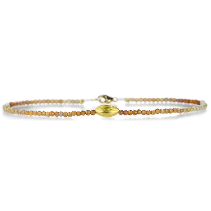Margaret Solow Bracelets Faceted Orange Sapphire and Gold Bead Bracelet