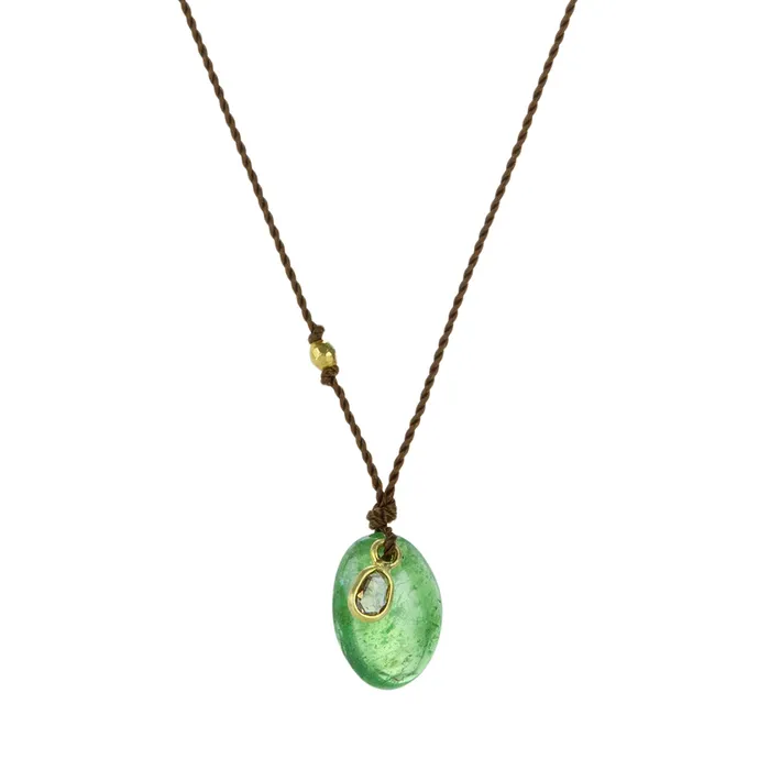 Margaret Solow Necklaces Chrome Diopside and Diamond Pendant Necklace