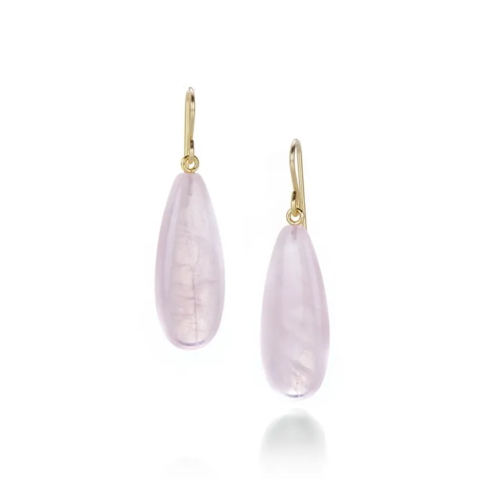 Maria Beaulieu Earrings Rose Quartz Teardrop Earrings