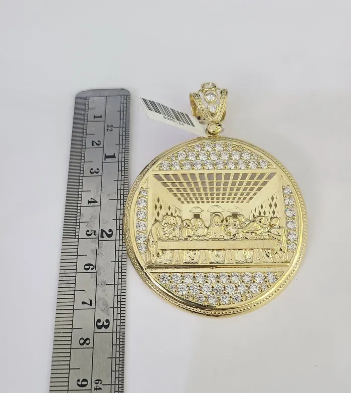 Necklaces 10K Franco Chain Last Supper Pendant Charm Necklace 2026 5mm Gold SET Yellow Gold and Diamond