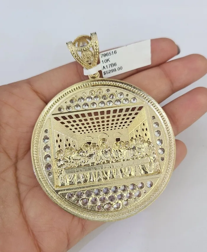 Necklaces 10K Franco Chain Last Supper Pendant Charm Necklace 2026 5mm Gold SET Yellow Gold and Diamond