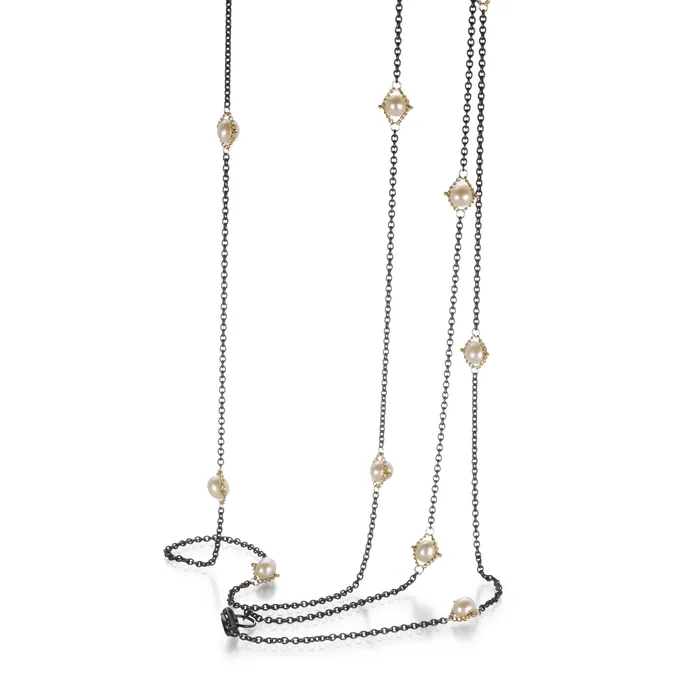 Necklaces Amali White Pearl Textile Necklace