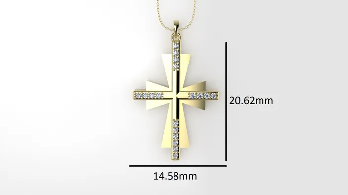 Necklaces JCM DESIGN JEWELRY 14K Pendant with 18 Diamond VS1 Cross Double with Prongs Only Pendant