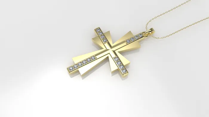 Necklaces JCM DESIGN JEWELRY 14K Pendant with 18 Diamond VS1 Cross Double with Prongs Only Pendant
