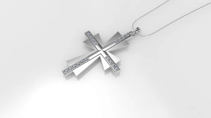 Necklaces JCM DESIGN JEWELRY 14K Pendant with 18 Diamond VS1 Cross Double with Prongs Only Pendant