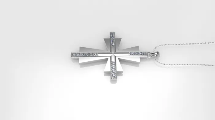 Necklaces JCM DESIGN JEWELRY 14K Pendant with 18 Diamond VS1 Cross Double with Prongs Only Pendant