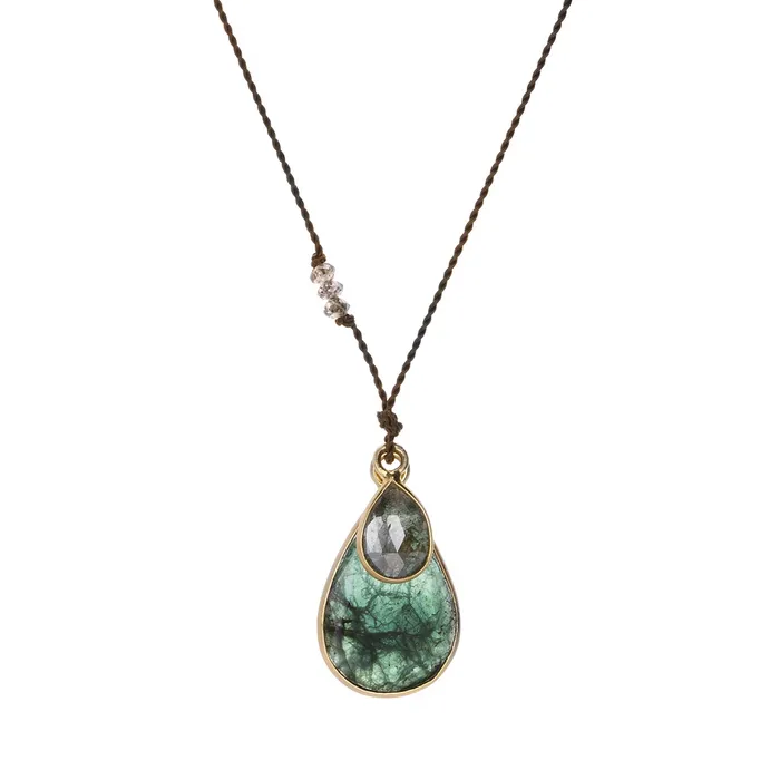 Necklaces Margaret Solow Emerald and Diamond Pendant Necklace