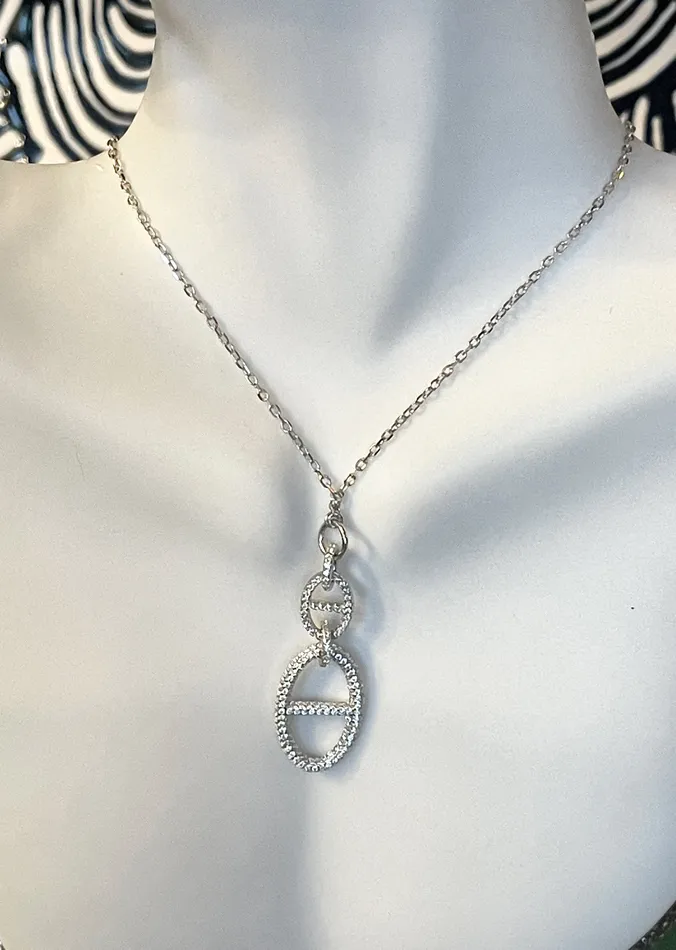 Necklaces SophiaRene Boutique Sterling Silver Turkish Double Pave Pendant