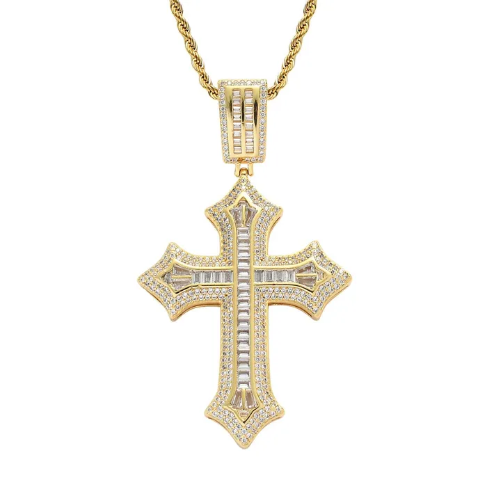Necklaces YiWuMeiSha Forever Love Cross Pendant 14K Gold Plated