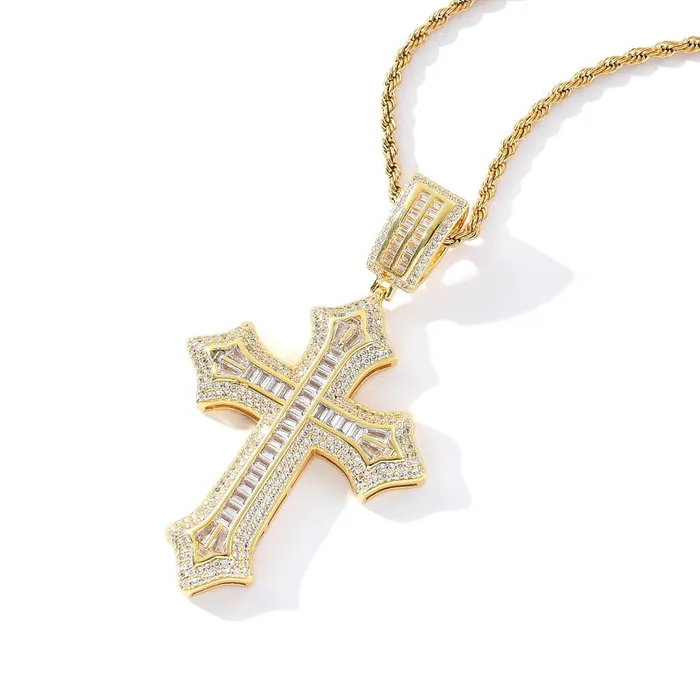 Necklaces YiWuMeiSha Forever Love Cross Pendant 14K Gold Plated