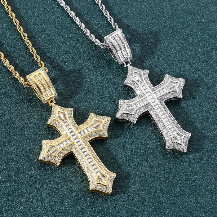 Necklaces YiWuMeiSha Forever Love Cross Pendant 14K Gold Plated