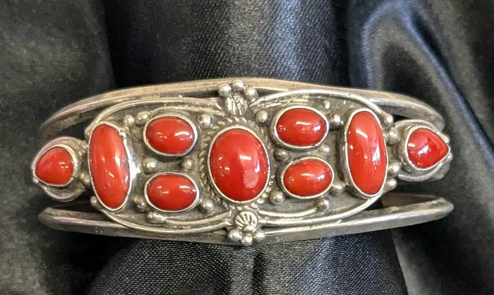 Red Coral Sterling Silver Bracelet Chris Crosbys Purple Coyote Bracelets
