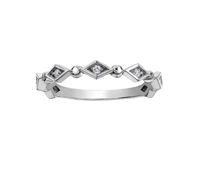 Rings Chi Chi Designs 10kt White Gold Diamond Stackable Ring