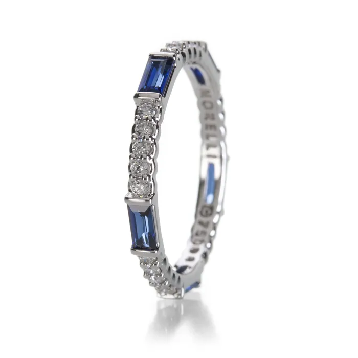 Rings Paul Morelli Pinpoint Baguette Band with Blue Sapphires