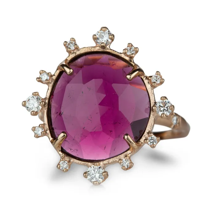 Rings Sirciam Pink Tourmaline Sunburst Ring