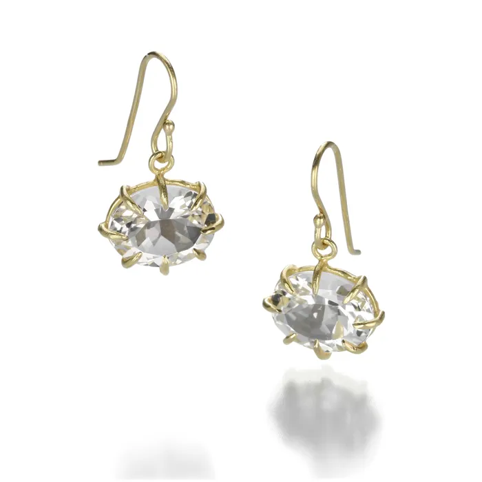 Rosanne Pugliese Earrings Oval White Topaz Drop Earrings