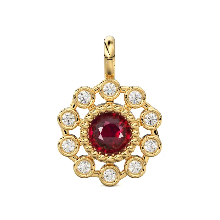Round Ruby Diamond 14k Solid Gold Charm 18k Brilliant Round Diamond Pendant Jalvi Co PreStyled Sets Round Ruby Diamond 14k Solid Gold Charm 18k Brilliant Round Diamond Pendant Jalvi Co PreStyled Sets