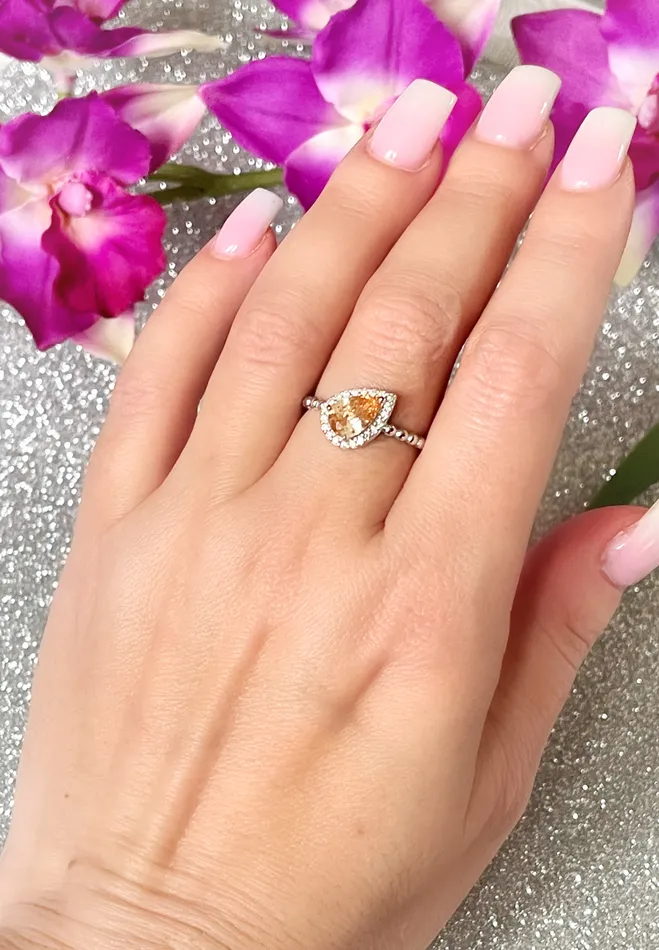 Sterling Silver Turkish Artisan Champagne Teardrop Ring Sophiareneboutiquecom Rings
