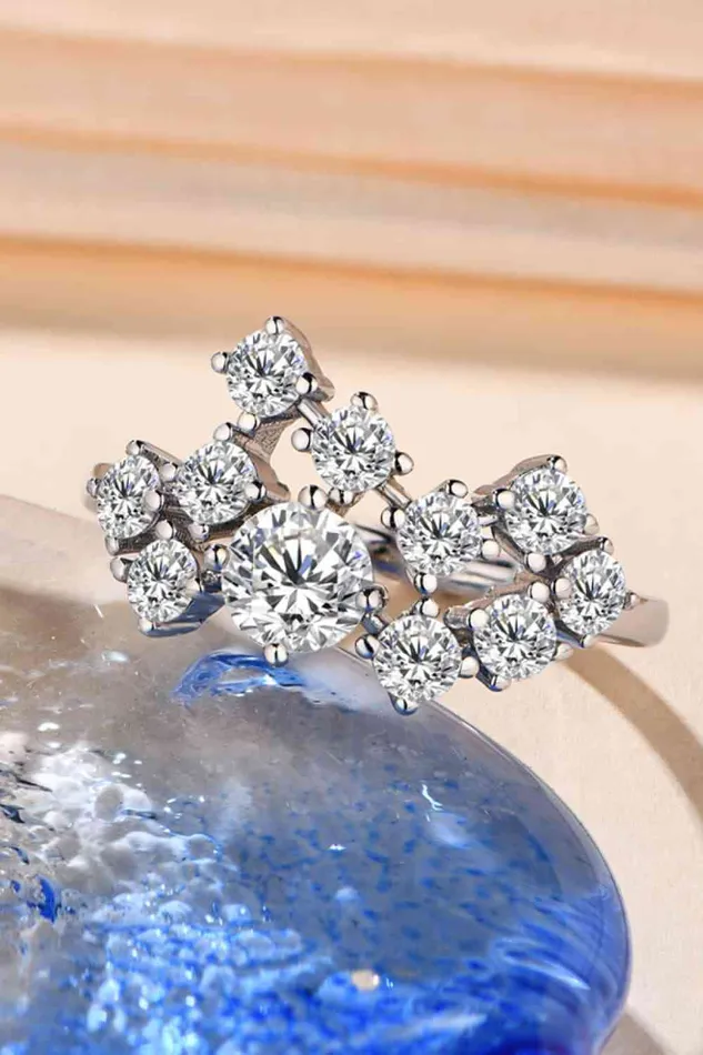 Trendsi Rings 12 Carat Moissanite 925 Sterling Silver Ring
