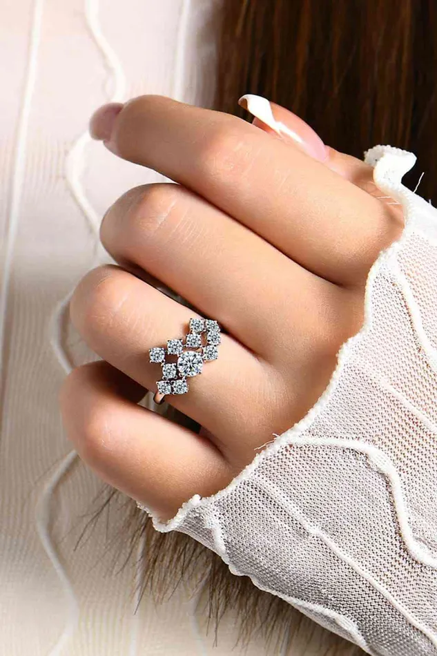 Trendsi Rings 12 Carat Moissanite 925 Sterling Silver Ring