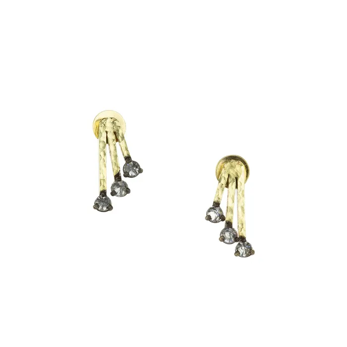 Triple Gold Bar and Diamond Earrings Todd Pownell Earrings