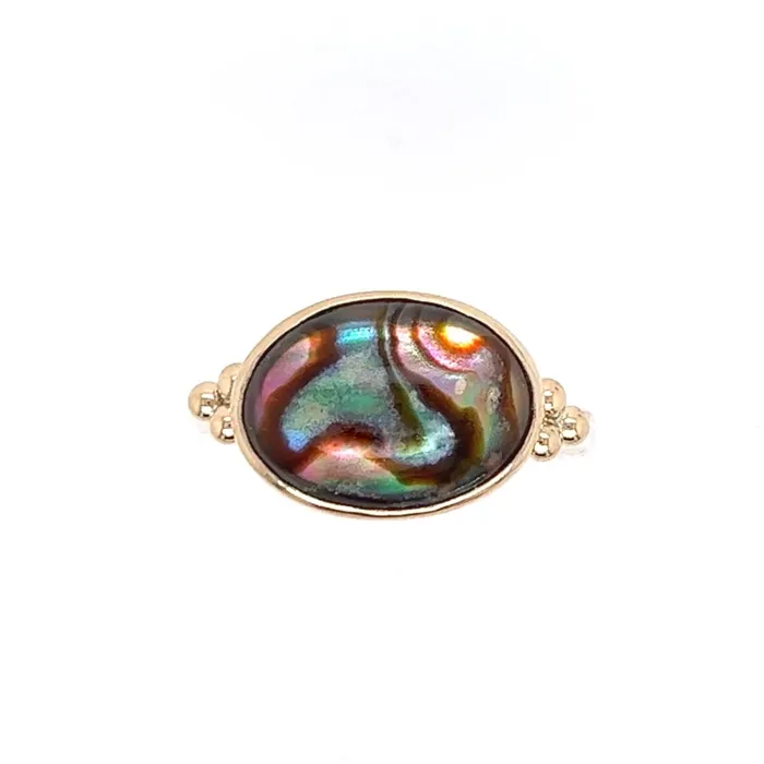 Abalone Cabochon ring in 14k gold and sterling silver Emily Amey Jewelry Rings