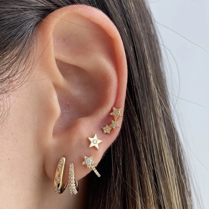 Alev Collection Earrings Star Single Diamond Stud
