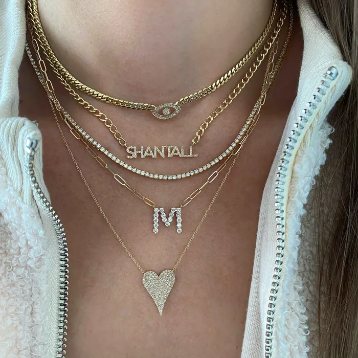 Alev Collection Necklaces Large Diamond Initial Necklace