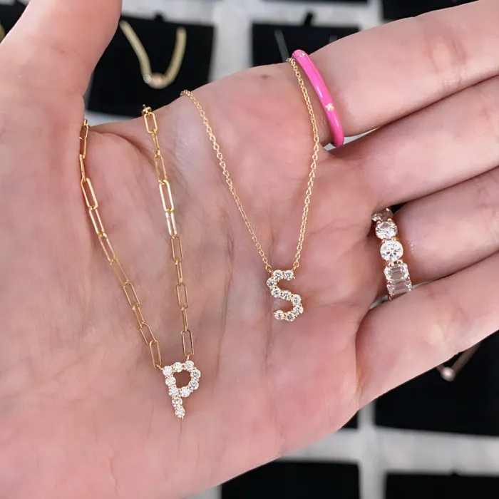 Alev Collection Necklaces Large Diamond Initial Necklace