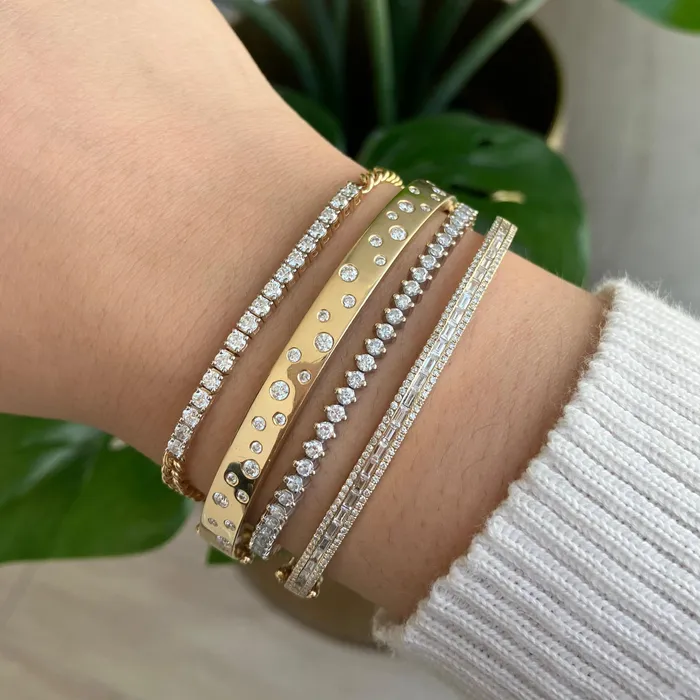 Alev Jewelry Bracelets Large Diamonds Bar Cuban Gold Bracelet