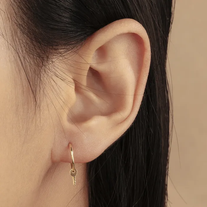 Aurelie Gi Earrings GINA Key Charm Hoop Earrings
