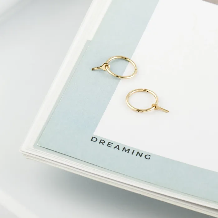 Aurelie Gi Earrings GINA Key Charm Hoop Earrings