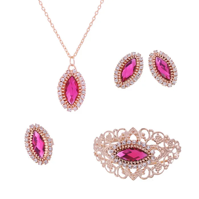 Austrian Crystal Bridal Necklace Earrings Ring Women Jewelry Sets sparklingselections Earrings