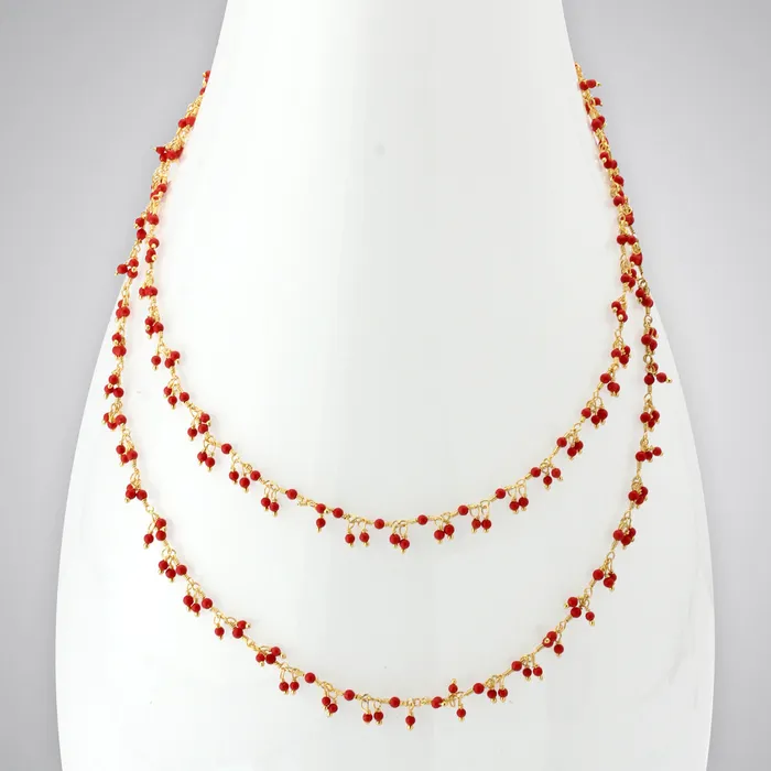 Beaded Coral 14KTGF Necklace Elisa Ilana Necklaces
