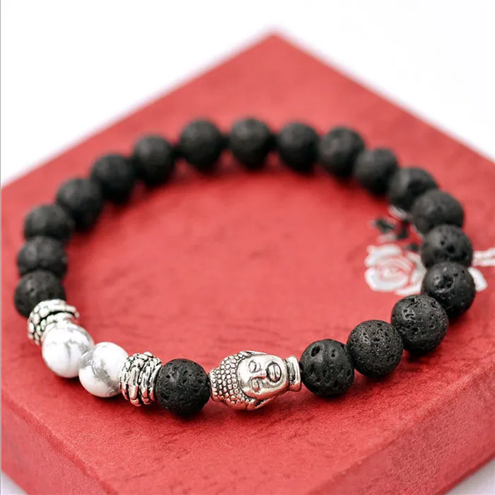 Bracelets sparklingselections Stylish Black Lava Stone Buddha Beads Unisex Bracelet Bracelets sparklingselections Stylish Black Lava Stone Buddha Beads Unisex Bracelet