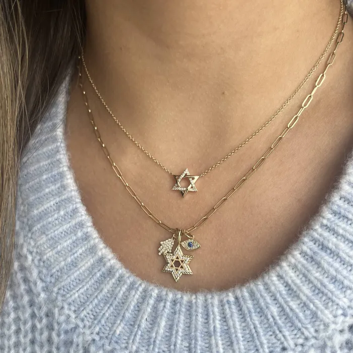 Charm Necklaces Alev Collection Small Pave Hamsa Charm