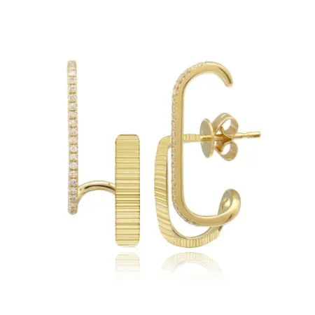 Earrings Alev Jewelry Half Pave Half Fluted Double Cuff Earring