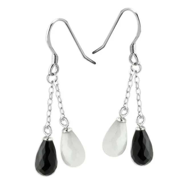 Earrings Elisa Ilana Black Agate White Quartz Earrings 342999