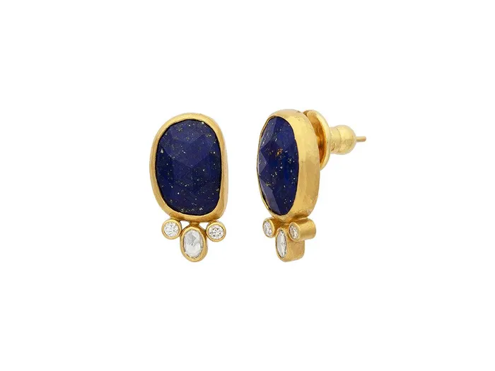 Earrings GG GOLD OOAK GURHAN Elements Gold Lapis Post Stud Earrings 15x11mm Amorphous Earrings GG GOLD OOAK GURHAN Elements Gold Lapis Post Stud Earrings 15x11mm Amorphous