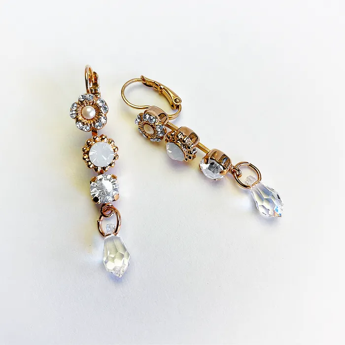 Earrings Mariana Triple Stone and Briolette Leverback Ivory Earrings