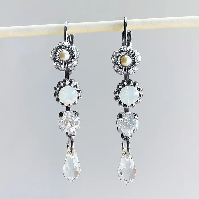 Earrings Mariana Triple Stone and Briolette Leverback Ivory Earrings