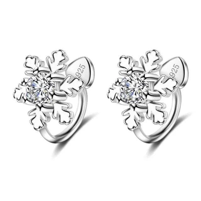 Earrings Silver Color Stud Earrings with Flower Shape For Women sparklingselections Earrings Silver Color Stud Earrings with Flower Shape For Women sparklingselections