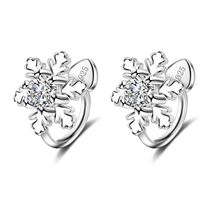 Earrings Silver Color Stud Earrings with Flower Shape For Women sparklingselections Earrings Silver Color Stud Earrings with Flower Shape For Women sparklingselections