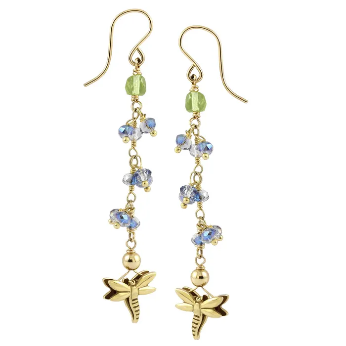 Elisa Ilana Earrings Mystic Quartz Peridot Dragonfly Earrings210522