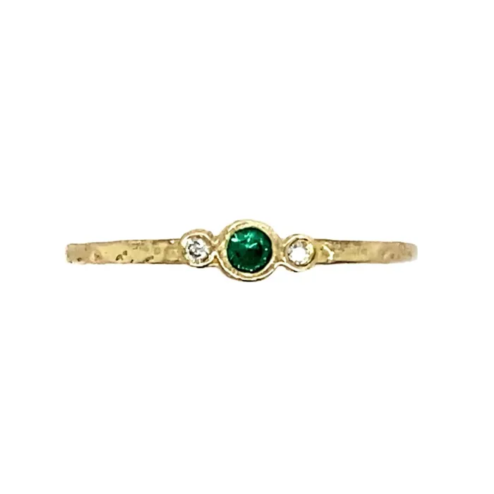 Emerald and Diamond Stacker Ring in 14k gold Emily Amey Jewelry Rings