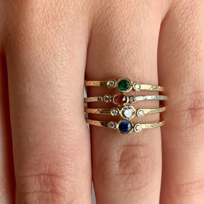 Emerald and Diamond Stacker Ring in 14k gold Emily Amey Jewelry Rings