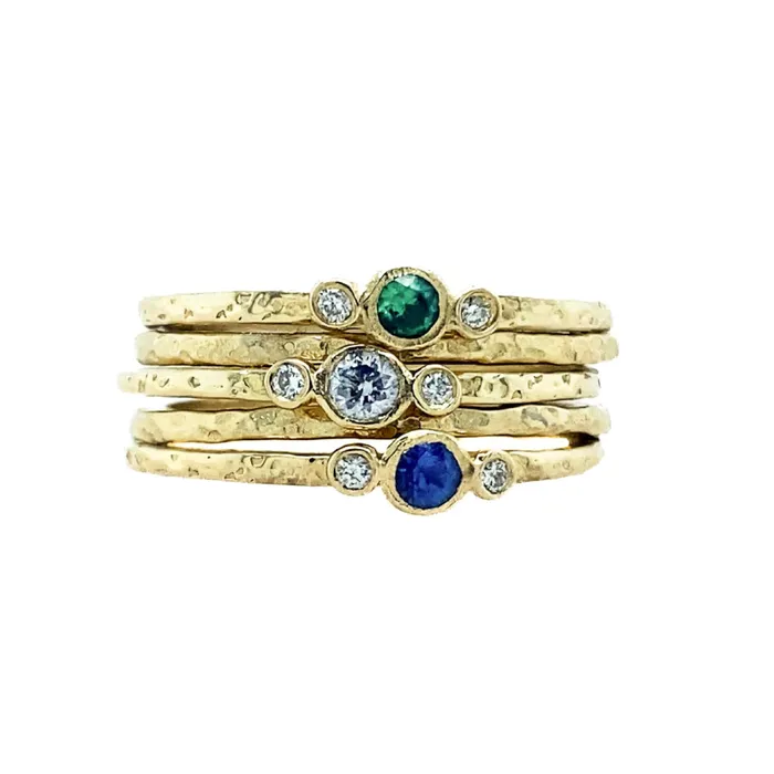 Emerald and Diamond Stacker Ring in 14k gold Emily Amey Jewelry Rings